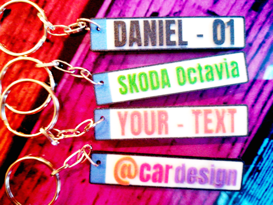 License Plate Keychains with personalised text
