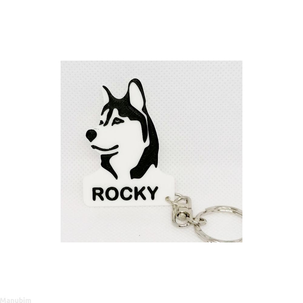Husky Dog Keychain with Name 3D printed gift