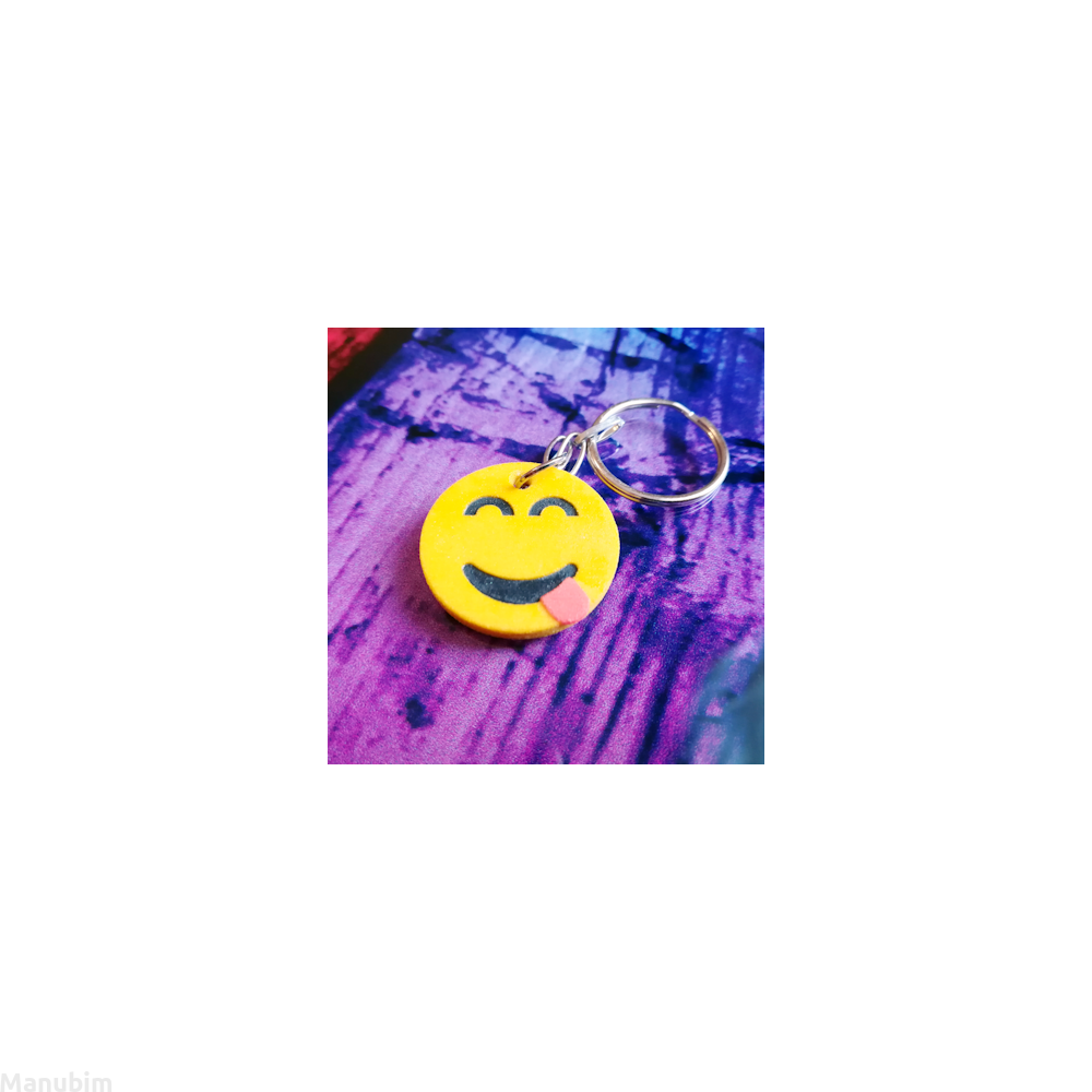 3D printed Face Savoring Food Emoji Keychain creative gift (DIY).