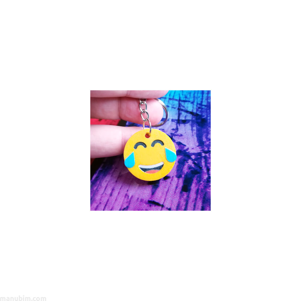3D printed Face With Tears of Joy Emoji Keychain ...