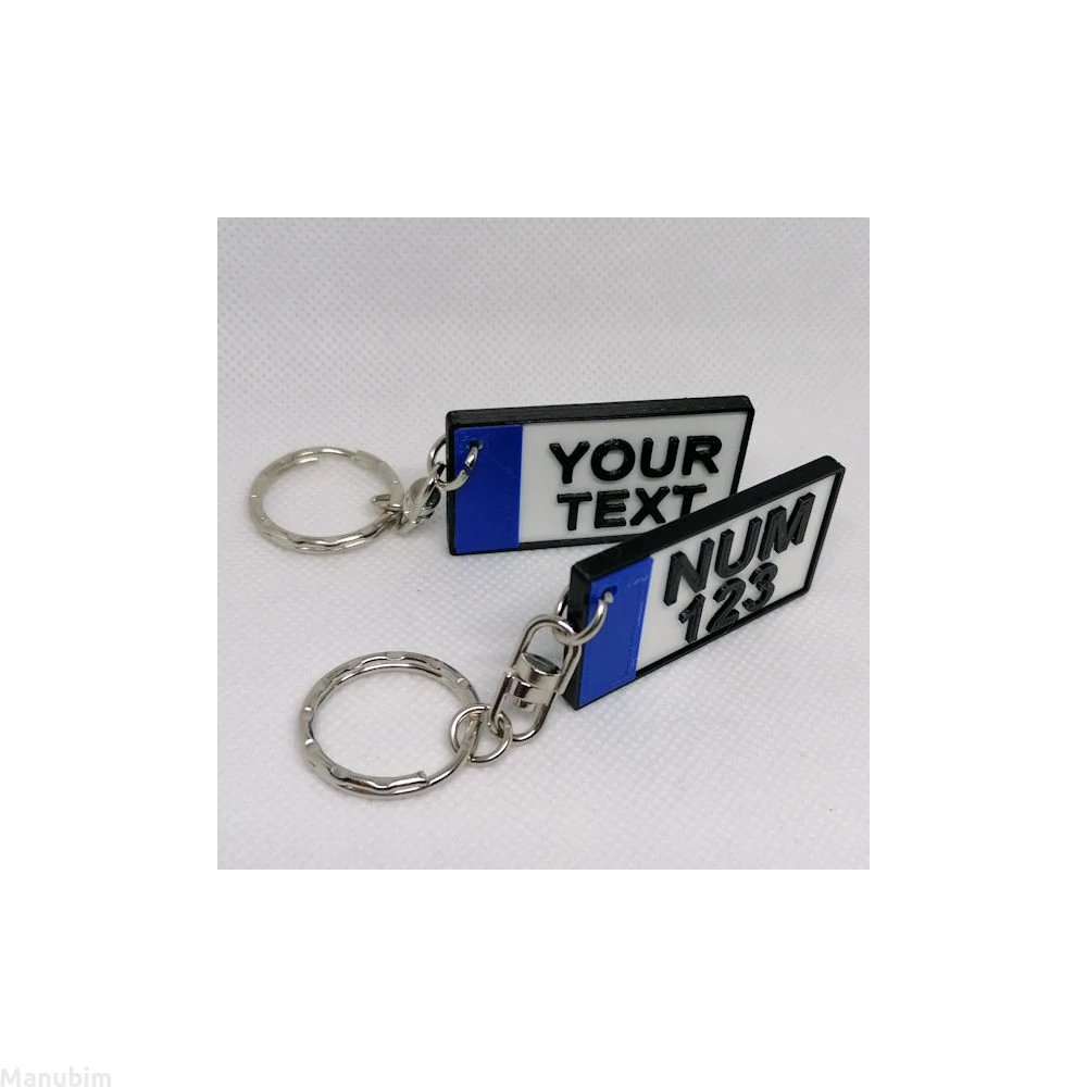 Double Sided Glow In The Dark Custom Number Plate Keyring Car Bike - Foto 2