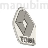 Kép 2/2 - Egyedi autós kulcstartó "Tomi" - (55x37x4 mm) - PLA - műanyag - fehér/ezüst