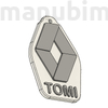 Picture 2/2 -Custom Car Keychain "Tomi" - (55x37x4 mm) - PLA - plastic - white/silver