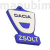 Kép 2/2 - Egyedi autós kulcstartó "Zsolt" - (35x48x4 mm) - PLA - műanyag - kék/fehér