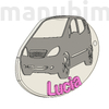 Kép 2/2 - Egyedi autós kulcstartó "Lucia" - (60x40x4 mm) - PLA, műanyag - szürke/zöld/fehér