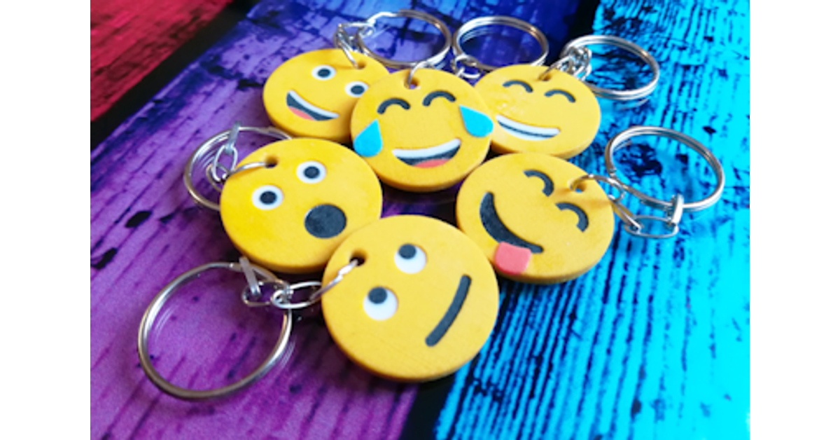 SHOCKED EMOJI Face Surprise Excited Text Phone Keyring Keychain Key Fob Gift