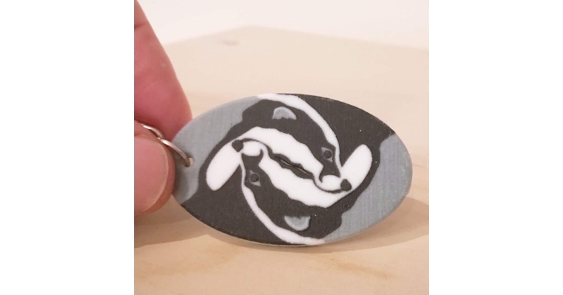 Badger Pair Keychain 3D printed product