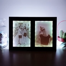 Double 3D Photos in Frame with LED light - Lithophane