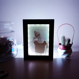 3D Photo in Black Frame with LED light - Lithophane