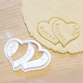 Double Heart Cookie Cutter with Names - 3D printed