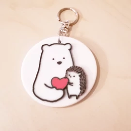 Teddy bear and Hedgehog Keychain - with custom text option