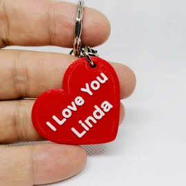 Heart Shaped Keychain with Custom Text - 3D printed gift, plastic