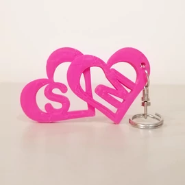 Custom 3D Printed Gift - Heart Shaped Keychain with Monograms