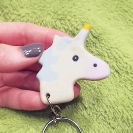 Unicorn keychain cream 3D printed