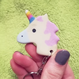 Unicorn keychain cream 3D printed