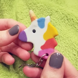 Unicorn keychain white 3D printed