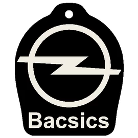 Egyedi autós kulcstartó "Bacsics" - (48x40x4 mm) - PLA, műanyag - fekete/fehér