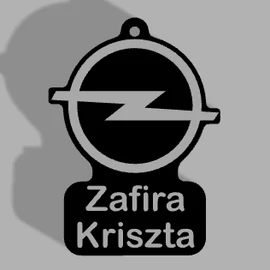 Custom Car Keychain "Kriszta" - (54x39x4 mm) - PLA - plastic - black/grey