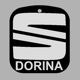 Custom Car Keychain "Dorina" - (40x45x4 mm) - PLA - plastic - black/white