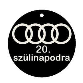Custom Car Keychain "20. szülinapodra" - (53x53x4 mm) - PLA - plastic - black/white