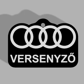 Egyedi autós kulcstartó "Versenyző" - (50x35x4 mm) - Multicolor, kompozit por - fekete/fehér
