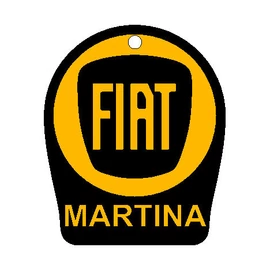 Custom Car Keychain "Martina" - (48x40x4 mm) - PLA - plastic - black/orange