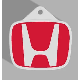 Custom Car Keychain "A" - (44x44x5 mm) - Multicolor - composite powder - red/white