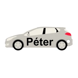 Egyedi autós kulcstartó "Péter" - (50x18x4 mm) - Multicolor, kompozit por - szürke
