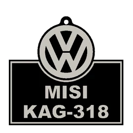 Custom Car Keychain "Misi" - (70x67x4 mm) - PLA - plastic - black/grey