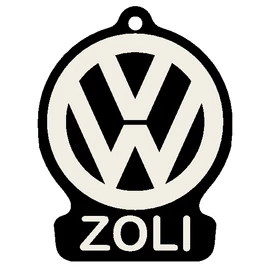 Egyedi autós kulcstartó "Zoli" - (50x40x4 mm) - PLA - műanyag - fekete/fehér