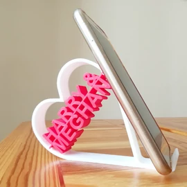 Heart Shaped Phone Holder with Custom Text - 3d printed
