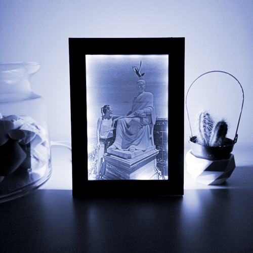 3D Photo in Black Frame with LED light, 10x15 - Lithophane