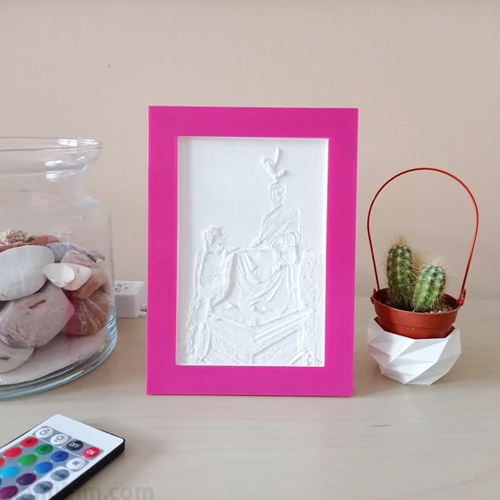 3D fénykép színes képkeretben LED világítással, 10x15 cm