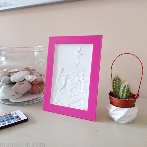 3D fénykép színes képkeretben LED világítással, 10x15 cm
