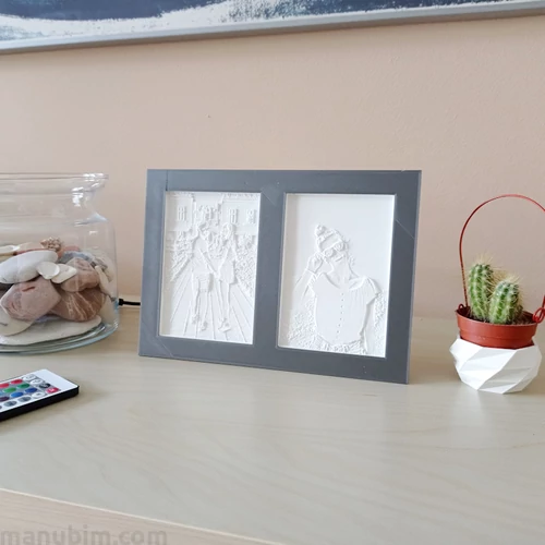 Double 3D Photos in Color Frame with LED light, 2 pcs 9x13 cm
