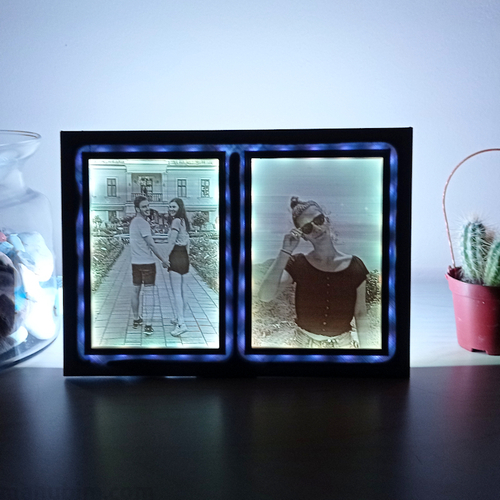 Double 3D Photos in Frame with LED light - Lithophane