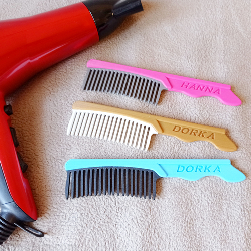 Custom Comb with an Engraved Name - 3D printed