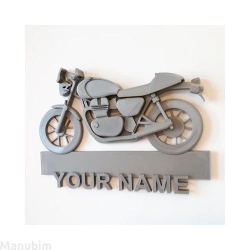 Motorkerékpáros egyedi névtábla
