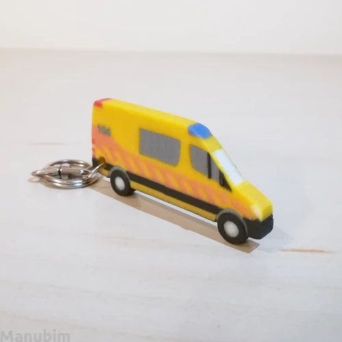 Mentőautós kulcstartó - 3D nyomtatott