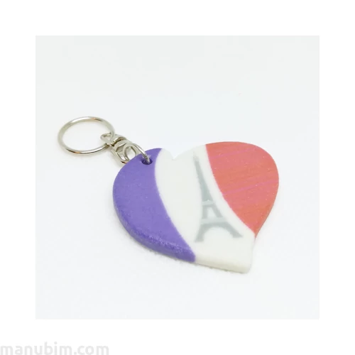 France Heart-Shaped Keychain - with custom text option