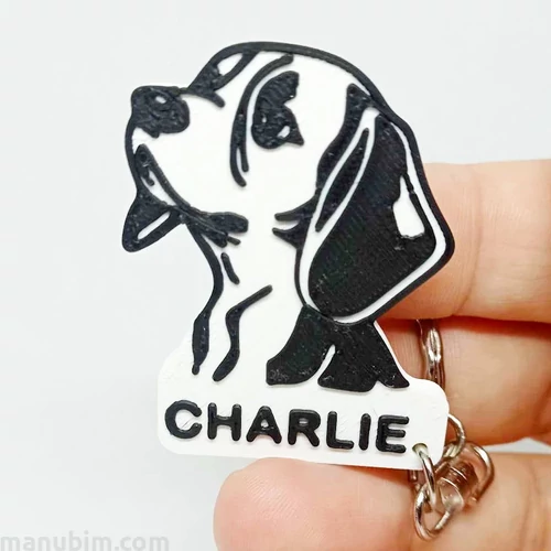 Beagle Dog Keychain with Name