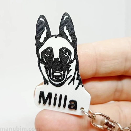 Custom 3D Printed Gift - Dog Keychain with Name