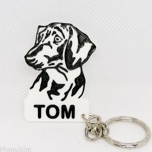 Tacskó kutyás kulcstartó, névvel