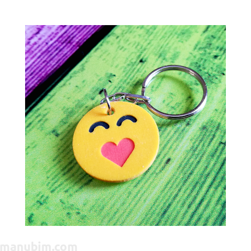 Emoji Keychain Yellow Heart Shapes Eyes