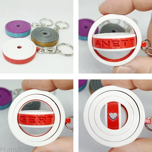 Special spinning name keychain - custom 3D printed