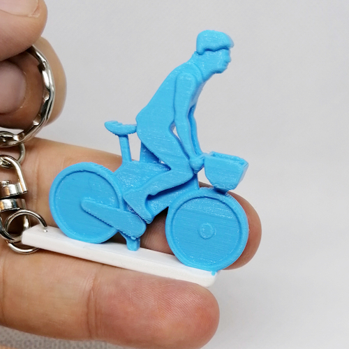 3D Bicyclist Keychain with Name