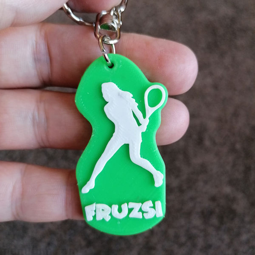 Tennis Woman Keychain with Name