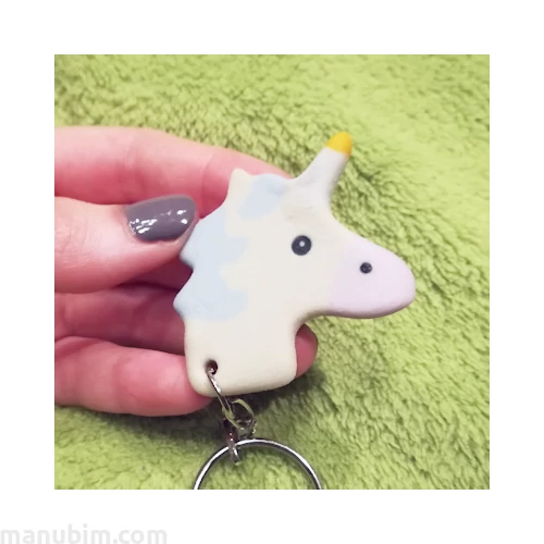 Unicorn keychain cream 3D printed
