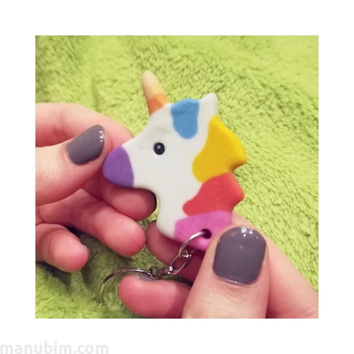 Unicorn keychain white 3D printed