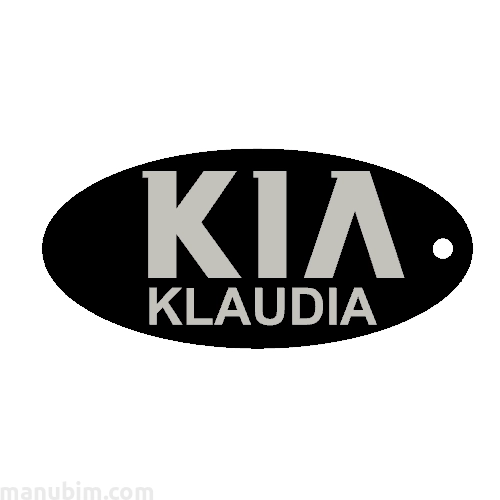 Egyedi kulcstartó - "Klaudia" (60x28x4 mm) - Multicolor, kompozit por, fekete/szürke